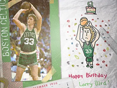 Happy Birthday Larry Bird basketball behance boston celtics celtics curry design graphic design graphic designer hoops larry bird nba nba poster photo manipulation photoshop sports sports design sports poster