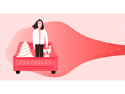 Merry Christmas christmas girl illustration truck xmas