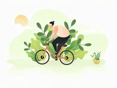 Ride a bike bicycle bike character color design foliage green illustration nature ride sun