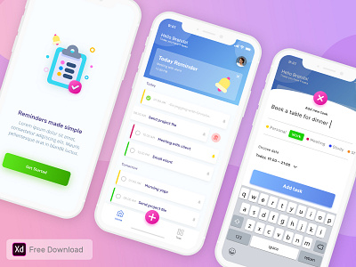 To-do list App Freebie adobe xd design free app freebie xd meeting reminders scheduler task app todo app todolist ui xd