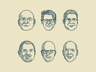 Faithful Endurance (Portraits) pt.II engraving etching face icon illustration illustrator line art peter voth design portrait vector