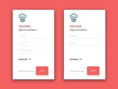 Login Signup android applicaiton food app get started illustration illustrator ios login online order restaraunt restaurant app sign up ui ui designs ux