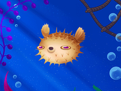Puffer Fish • Garmin vívofit® jr. animals animation balloon balloonfish blowfish bubbles fish game globefish globo illustration inflation ocean pez pirate puff puffer puffer fish sea water