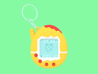 Tamagotchi 3d blender cute illustration low poly lowpoly minimalist old pixel art retro tamagotchi
