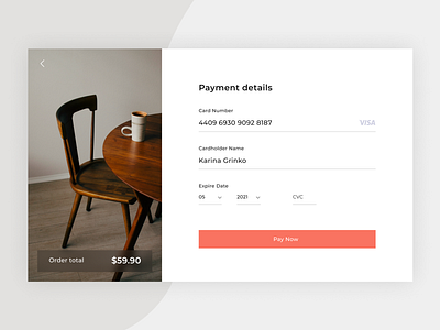 Credit Card Checkout credit card form daily dailyui design furniture payment ui uidaily ux web