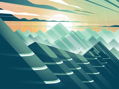 Indeed Conference Room Graphics clouds conference conference room diagonal dramatic illustration illustrator landscape marianna orsho mountain mountains mural office office space path scenery sunset vector vector art wall graphic