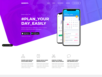 App Showcase Landing Page - Genemy app app showcase design dribbble illustration landing page logo marketing minimal mobile onepage shots theme design theme for wordpress themeforest typography ui ui ux design ux website