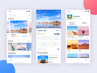 Travel App card design landscape map ui maps outdoors travel app typography