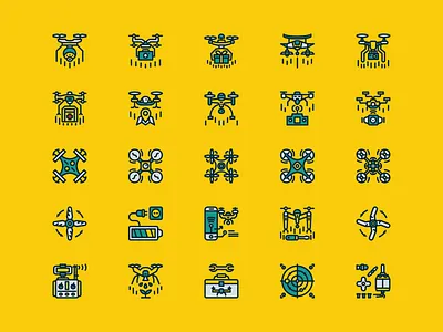 Drone Icon Set business design drone drone icon flat icon icon icon set iconfinder illustration outline tech