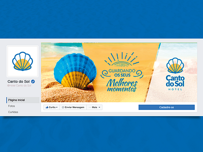 Canto do Sol Hotel - Fanpage Cover beach branding clean cover design fanpage hotel hotel logo logo modern praia sea shell sun