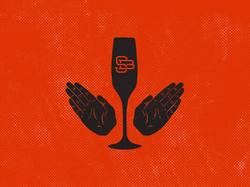 Mimosa Jazz Hands animation brunch gif glass halftone hands illustraion mimosa secret society texture