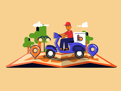 Delivery boy charachter design delivery dribbble illustraion location menue motion animation order restourant