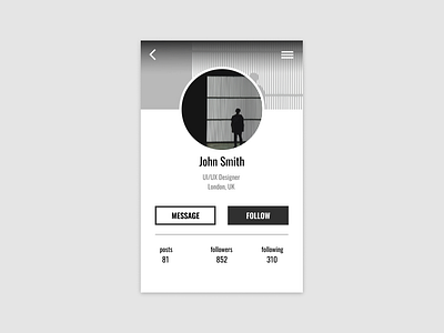 Daily UI #006 User Profile 006 dailyui