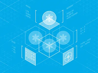 Isometric Elasticsearch Cluster bonsai cluster elasticsearch illustration isometric isometric design isometric illustration line art svg