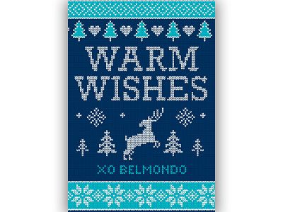 Belmondo Holiday (Sweater) Card 2018 christmas graphic design heart holiday holiday card holiday sweater knit knitting reindeer tree warm wishes