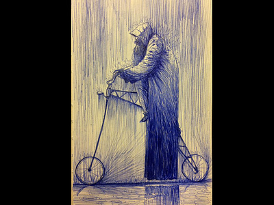 rainy cyclist-2 art artline artwork blue cycling cyclist draw drawing illustration impossible bike moleskine pen pen art pen ink pencil pencil drawing pencil sketch pencil sketches sketch surreal