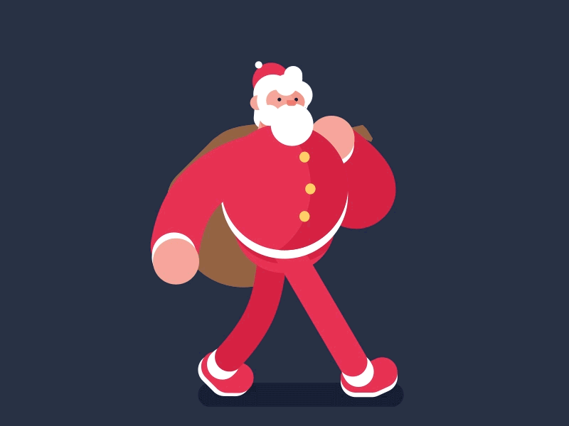 Santa is coming! 2d character christmas design flat gif motion rubber hose santa xmas