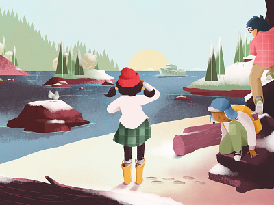 When The Ship Comes In adobephotoshop digital painting illustration kidlitart ship snow winter scene