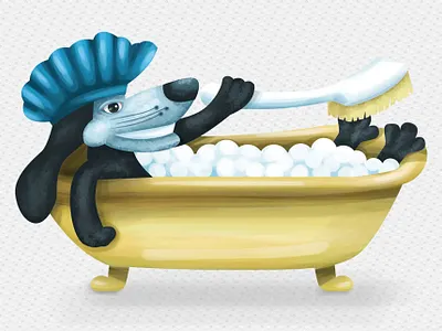 Pup-n-Suds animal bathing bubbles datson design dog illustration pet pup puppy suds weenie dog