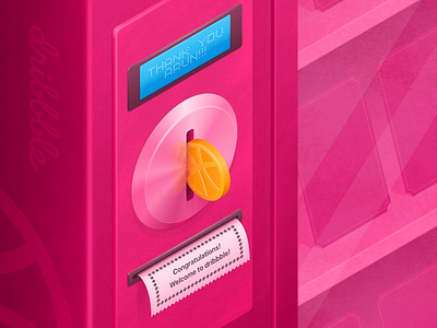 Hello, Dribbble! affinity affinitydesigner coin debut debut shot debutshot dribbble coin hello hello dribbble illustration kurdyumov made in affinity shot vending vending machine курдюмов