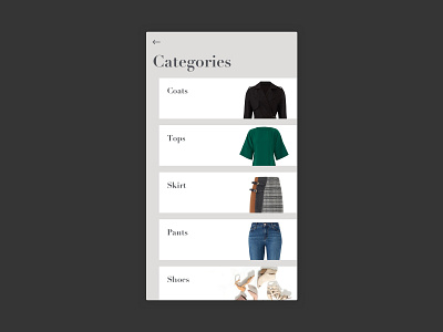 Daily UI #99 Categories categories category cloth dailyui fashion mobile ui