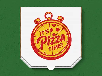 It's Pizza Time! logo mock up packaging pizza