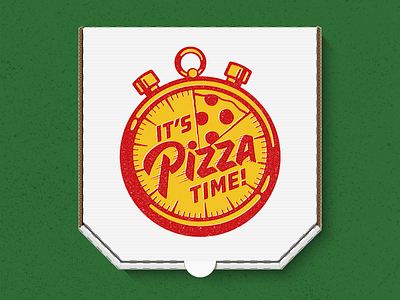 It's Pizza Time! logo mock up packaging pizza