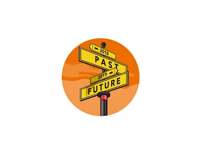 Past 2018 and Future 2019 Signpost Retro 2018 2018 past 2019 2019 future direction directional guidance icon intersection milestone post retro road road map road sign sign sign post signpost