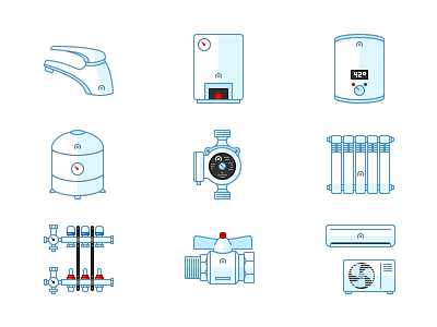 Plumbing And Heating Supplies Icon boiler conditioner crane fitting heating icon plumbing pump radiator svg tank tap valve