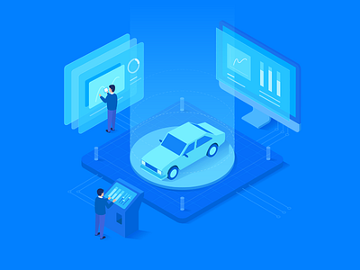 Detection Systems car flat design illustration