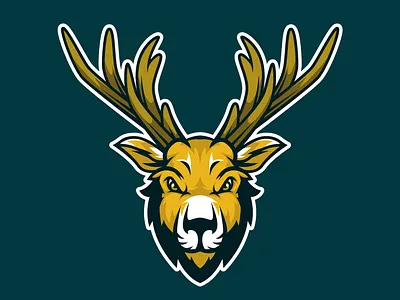 Deer Head Mascot Logo aggresive angry animal antlers beast character deer design esport fur game gaming head herbivore icon illustration logo mad mascot powerful