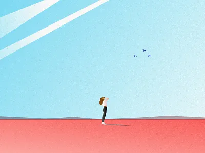 Gone Girl affinity affinitydesigner birds design design art girl grainy illustration sky skyblue wind