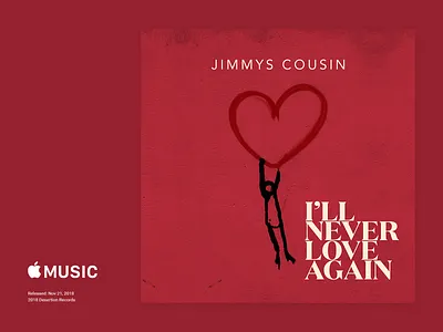 Jimmy's Cousin - I'll Never Love Again CoverArt album cover branding design illustration love music ray doyle single cover typography