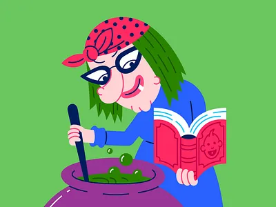 Google Illustration baba yaga charactedesign character children fairy fairy tale fairytale folklore fun google illustration magic old woman potion russian sorceress witch