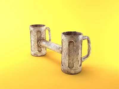 Drinking is Hard 3d beer drinking dumbbell hard illustration life life si hard metal tap