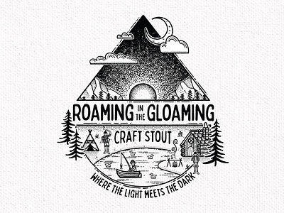 Craft Stout Label Design ale beer camping label label design landscape mountains outdoor stout tree trees wilderness woodland