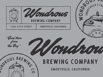 Wondrous Brewing Co badge design beer beer branding beer logo brand identity branding brewery brewery logo graphic design handlettering lettering logo logo system logotype responsive branding type typographic lockup typography wordmark