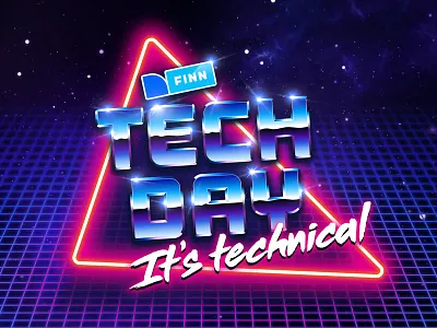 FINN Tech Day logo chrome finn neon retro retrofuturism tech