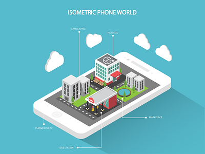 Isometric Mobile World app branding design illustration ios typography ui ux vector