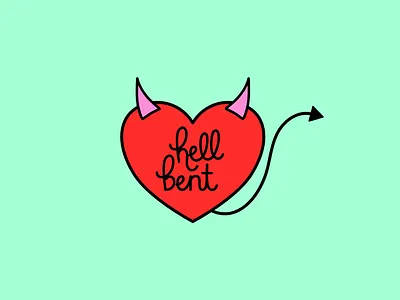 Hell Bent affinitydesigner devil enamel pin hand lettering heart hell bent illustration illustrator ipad lettering merch patch tattoo flash