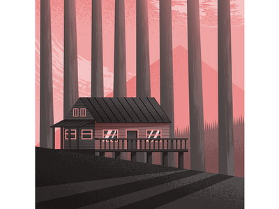 Backwoods house illustration illustrator nature trees vector woods