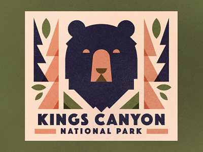 Kings Canyon badge bear kings canyon leaves retro sticker texture travel trees vitnage