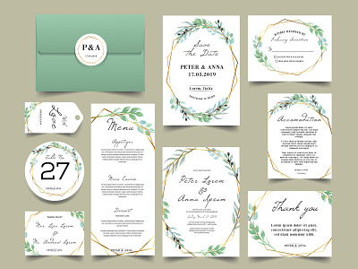 modern geometric with watercolor greenery wedding invitations arrangement background card decoration design elegant floral flower frame greeting hand drawn illustration invitation invite modern invitation vector vintage watercolor wedding weddinginvitations