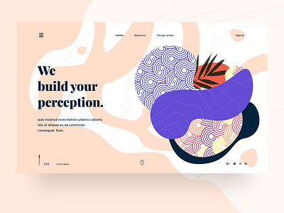 design art - 1 banner blue colors design design agency dribbble illustration indain style mouse perception plants ps scroll she sudhan typography web