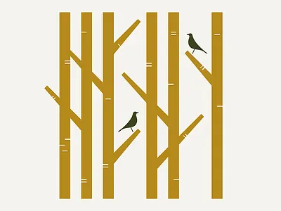 Rush Creek / Nature bird illustration mid century mid century mid century modern nature tree trees