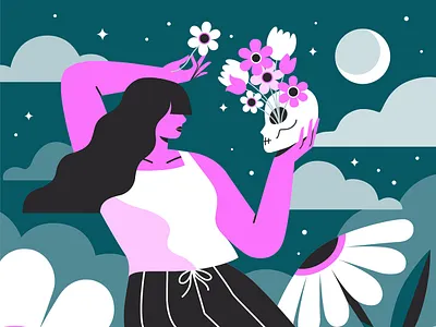 Counterpoint mag sleep illustration (detail) character digitalart dream illustration illustrator magazineillustration night plants risograph sleep vector