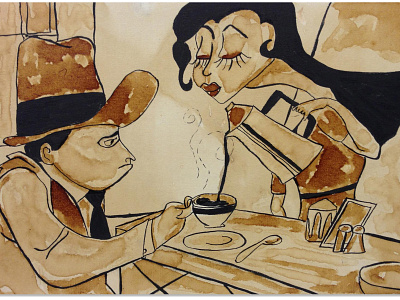 Fantasia art canvas coffee fantasia illustration ink tea