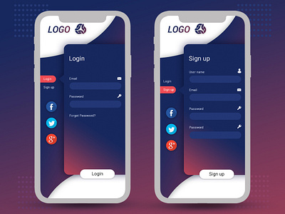 Login mobile UI android app app design ui vector web website