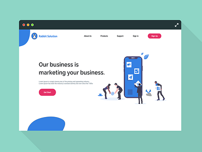 Landing Page - Rabbit Solution Daily UI Challenge 003 android animation art director branding challange design flat illustration minimal ui ui 100 ui 100day ui challange uichallange uidesign ux ux challenge we design web website