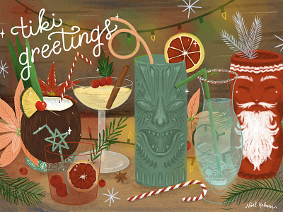 Tiki Greetings illustration procreate